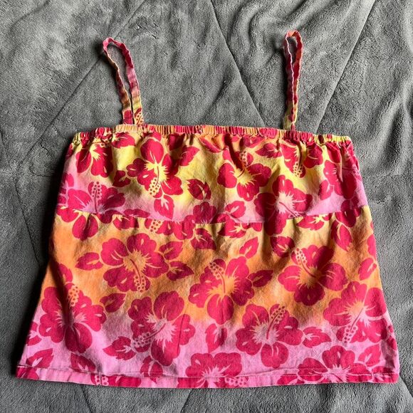Vintage 90s/Y2K hawaiian flower hibiscus cami tank top - Picture 1 of 5